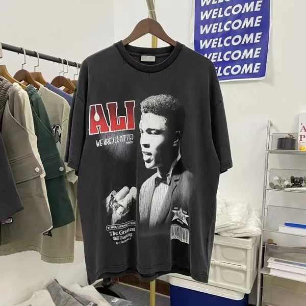 T-shirt maschile High Street Black Ali Legend Boxer Thirt Migliore qualità Summer Mens Digital Print Character Tops Tops J240402