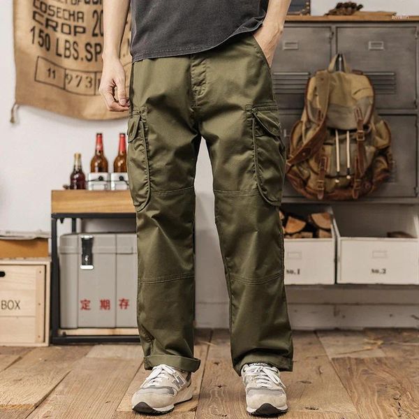 Pantaloni maschili primaverili cargo casual gamba larga giapponese retrò sciolto