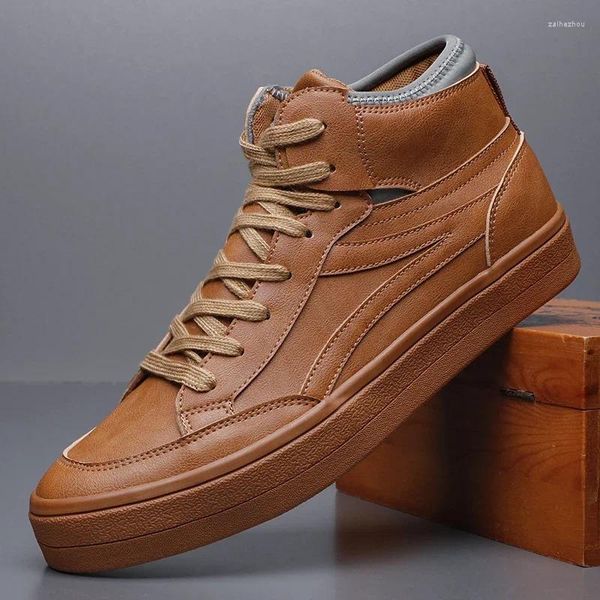 Sapatos casuais para homens que trabalham em couro de primavera de renda de primavera de homens respiráveis retro marrom para tênis de caminhada ao ar livre