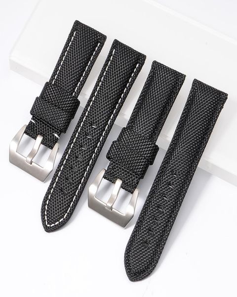 22mm 24mm 26mm 26mm de tecido de nylon de alta qualidade Bandas de vigia preta de lona preta para Pamerai Watch Strap Band Men039s Wrist Watch Bracelet7486511