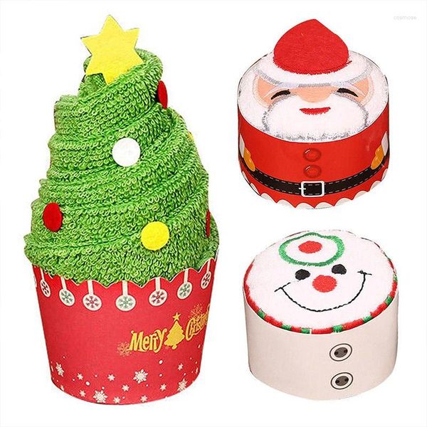 Asciugamano Christmas Hand Creative Cute Cake a forma ricamata Babbo Natale Snowman Testile per bambini Regali per bambini