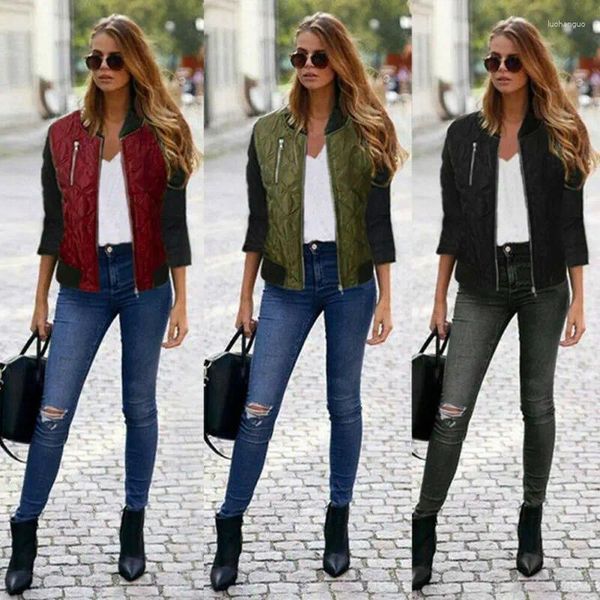 Damenjacken Herbst Winter Mode Frauen Retro Reißverschluss Flug Bomber weibliche Damen Casual Coat Oberbekleidung Outfits auf Lagerbestand