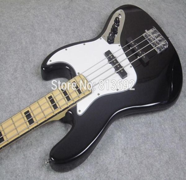 Custom Geddy Lee Signature 4 Strings Precision Jaze Electric Bass Guitar Maple Neck Black Black Block Inlays8595097