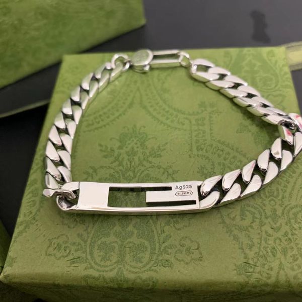 Мода есть марки 925 браслет стерлинговой серебряной цепь, полость g взаимосвязанная пара браслета дизайнерские ювелирные изделия 18.20.22см. Необязательно с оригинальной коробкой