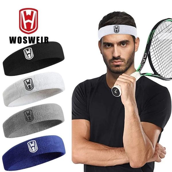 Wosweir algodão atlético Banda da cabeça elástica Bandas de moletom Momen Basketball Sports Gym Fitness Sweat Band Tennis de vôlei 240402