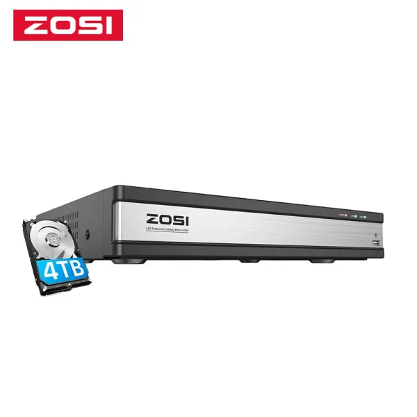 Recorder Zosi 16ch 4K POE NVR H.265 Überwachungsnetzwerk Video -Rekorder funktioniert nur mit Zosi 8MP 5MP 2MP POE Security IP -Kamera