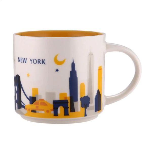 INS City Cup USA Bone China caneca Global Collection Cerâmica Japão Inglaterra Londres Paris Hawaii Chicago York 400ml 240407