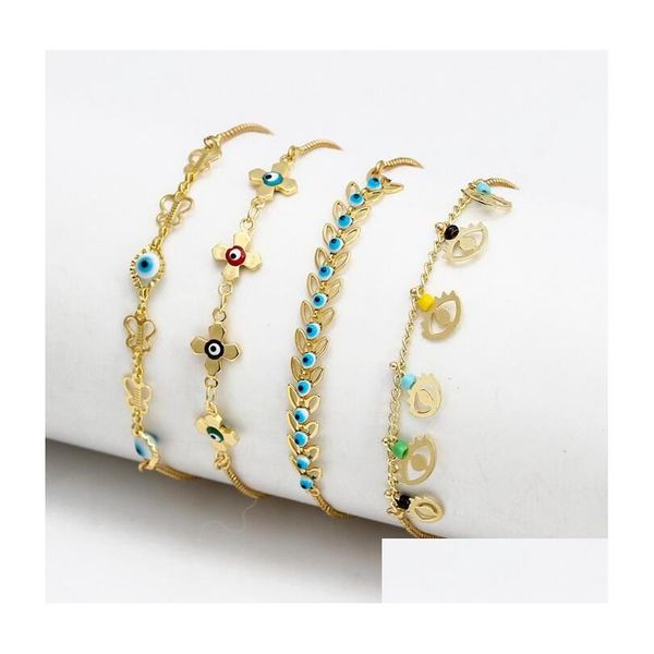 Braccialetti di fascino oro malvagio blu occhio blu fortunato braccialetto per gli occhi turchi per donne gioci di gioielli in spiaggia 10 stili goccia all'ingrosso Deli dhxpb