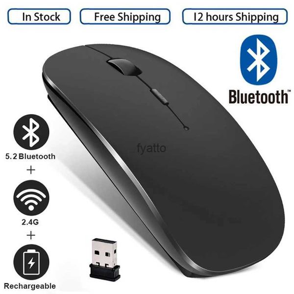 Mäuse wiederaufladbare drahtlose Maus Bluetooth Computer Ergonomic Mini USB -Maus 2.4GHz Stille MacBook PC Optisch H240407 3BVY