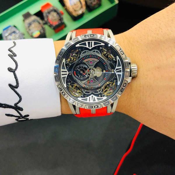 Смотреть роскошные Milles New Mens Watch Fashion Wersatile Tround Dial Agagressiving Rustious Auto Hollow Tuo Mearhheel Mechanical AYW