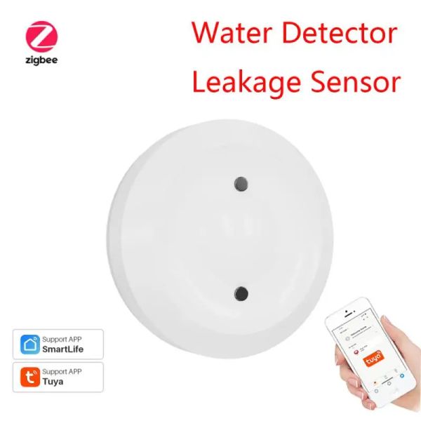 Detector Tuya ZigBee Sensor de água Smart Leak Detector de alarme Tanque de água de enchente Liga de água completa Alarme Smart Life App Monitoramento remoto