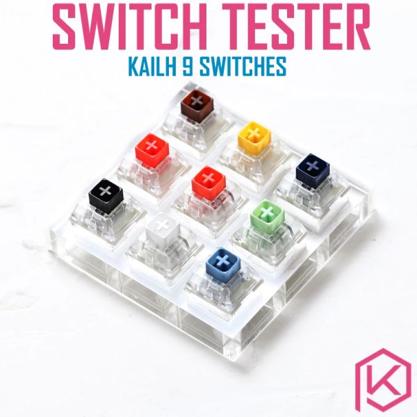 TASSICHE TASSEGGIO 9 interruttori Tester con keycap in bianco di base acrilica per tastiera meccanica Kailh Box White Orange Gialla Blu Jade Navy