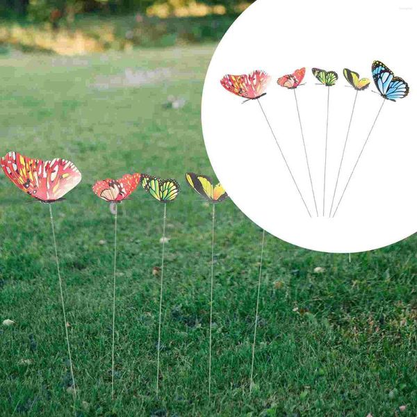 Flores decorativas 5 PCs Plugue plugue de borboletas decorações de girassol Dragonfly Yards Plástico Boretas de Estaca de Jardim Plástico PVC