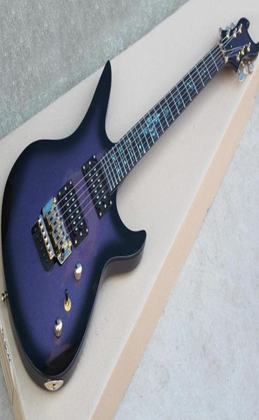 Guitarra elétrica de forma incomum roxa com floyd roserosewood braço com embutido de abalone pode ser personalizado como solicitação1658669