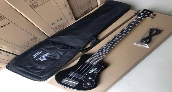 Easytaking Black Hofner Shorty Bass Guitar 99 cm Alti 4 corde Mini Basse Cuiti Custom Basse Progettata in German5486636