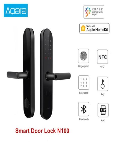 Novo Aqara N100 Smart Door Lock Finger Finger Imprint Senha Bluetooth NFC Desbloqueio funciona com Mijia Homekit Smart Linkage com a Doorbell3786906