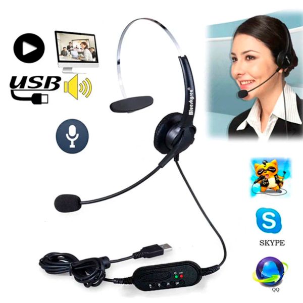 Antrieb Szkoston Hochqualitäts USB -Headset -Rauschunterdrückung einstellbarer Bediener Dedizierter Kopfhörer mit Mikrofon für PC -Laptop