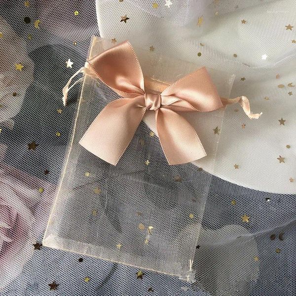 Geschenkverpackung 20/50pcs Roségold Organza -Tasche exquisite Schmetterlingsstring -Beutel Schmuck Verpackung Hochzeit Süßigkeiten Dragees Wickeln