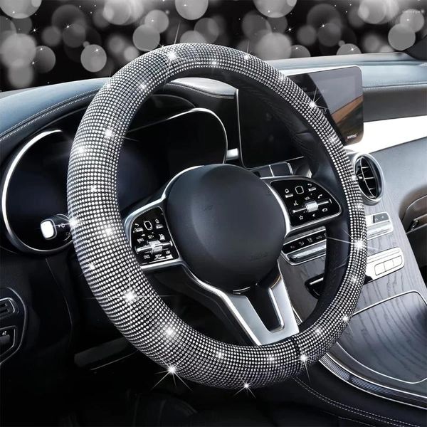 Coperchio del volante per il diamante artificiale Copertura diamante sicura e non slittamento Accessorio per auto bling universale per le donne accessori strumenti