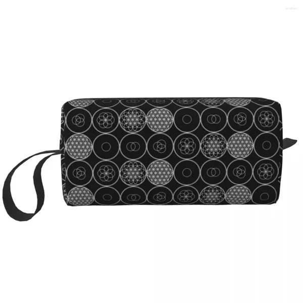 Aufbewahrungsbeutel Reise Blume der Lebensentwicklung Heilige Geometrie Toilettenbeutel tragbare Mandala Kosmetische Make -up Frauen Schönheit Dopp Kit Box