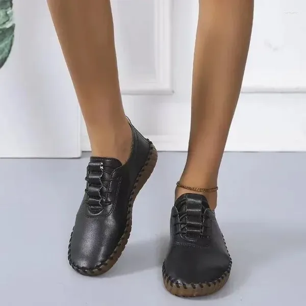 Scarpe casual est woman appartamenti cucite oxford femminile in pelle singolo comodo mocassini