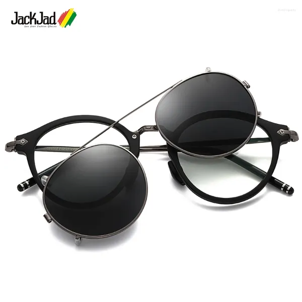 Sonnenbrille Jackjad 2024 Steampunk Vintage Round Style Polarisierter Clip auf abnehmbares Markendesign Sonnenbrillen GT275