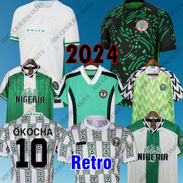 2024 camisas de futebol da Nigéria Top 1994 Nigéria Retro Soccer Jerseys 94 Camisa de futebol vintage Kits Okocha Kits Yekini Finidi Crianças Unifrom Classic Maillot Foot Nigeria