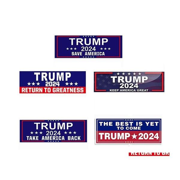 Banner Flags Banner Flags 3x9inch Trump 2024 ABD Genel Seçim Araba Tampon Çıkartmaları Ev Pencere Dizüstü Dizüstü Etiketini Al Kee Dhfne Geri Alın