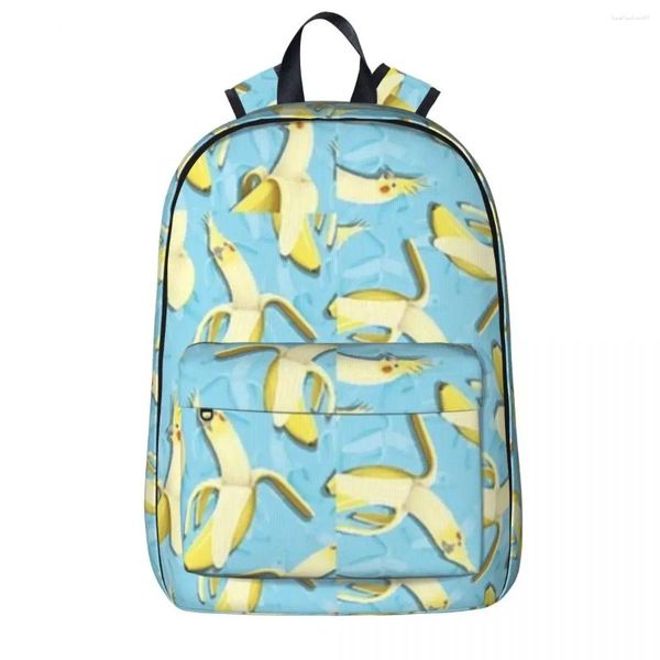 Mochila Bananaaaa!- Cockatiel Banana Pattern Woman Backpacks Boys Bookbag Casual Students Bags Escola Portabilidade Viagem Rucksack