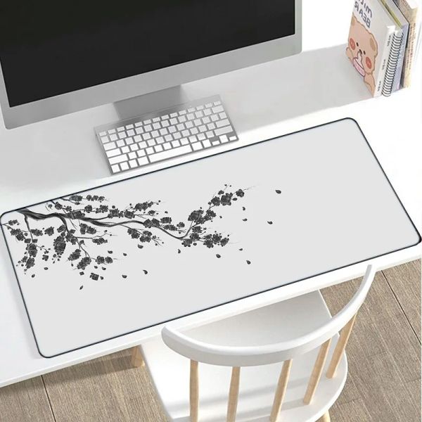 Penne Gaming Gaming Gaming Mouse Pad rosa Sakura Mousepads Black White XXL Grande tappetino da scrivania Torii tappetini per mouse artistici per giocatore di laptop