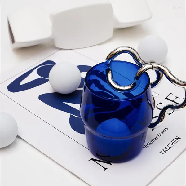 Copos de vinho Blue nórdico transparente s vidro copo de café bebendo leite chá de chá