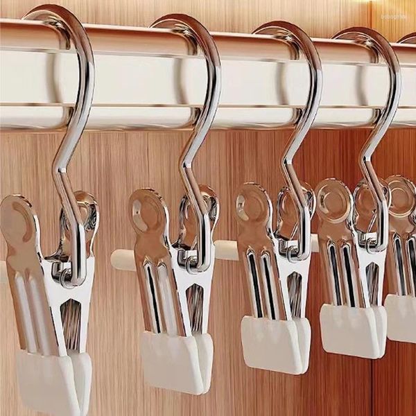 Hooks 5/10pcs Edelstahl -Wäscheklammern tragbarer Wäscherei -Haken Kleiderbügel Kleidung Stifte Socken Hängende Clip Home Closet Wardrobe Organizer