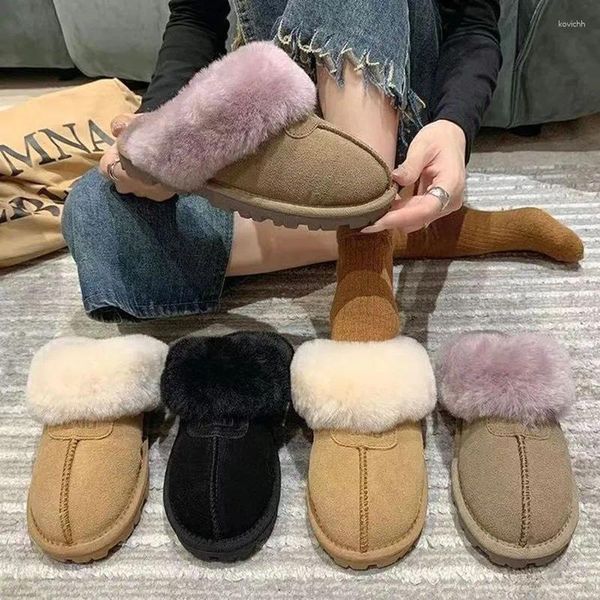 Pantofole inverno peluche avvolto mezza donna all'aperto scarpe di cotone calda per donne slip stivali stivali da neve comfort