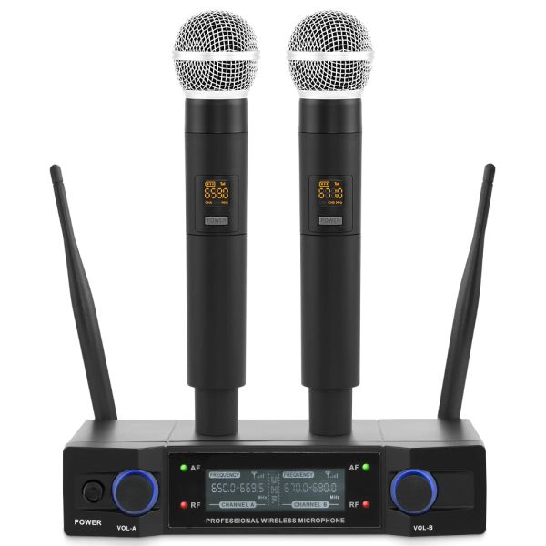 Microfoni Professional UHF Sistema di microfoni wireless karaoke per portatore di home theater PA Singing Party Church con schermo a LED