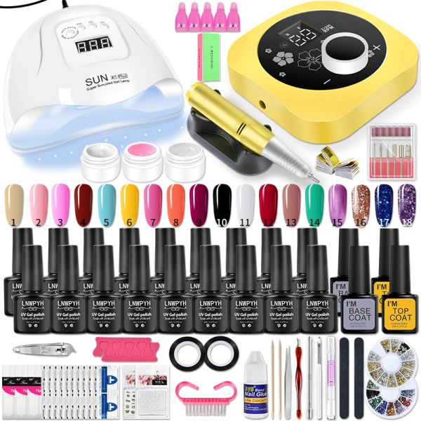 Trockner Nagel Kit Professionelles Set Acryl -Kit mit UV -Nagel Lampen -Nagelbohrer Hine Gelnagellack Kit, Top Base Manicure Art Tools Kit Kit