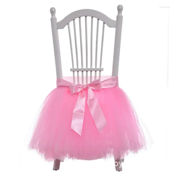 Campas de cadeira Tutu Tulle Salia Capa de casamento para o aniversário de bebê decoração de chá de chá de jantar