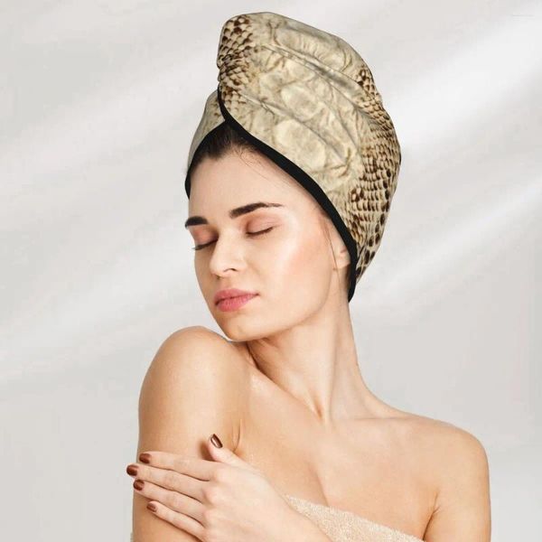 Asciugamano pelli di serpente per capelli vano a testa in giro per turbante veloce per asciugatura femminile femminile bagno