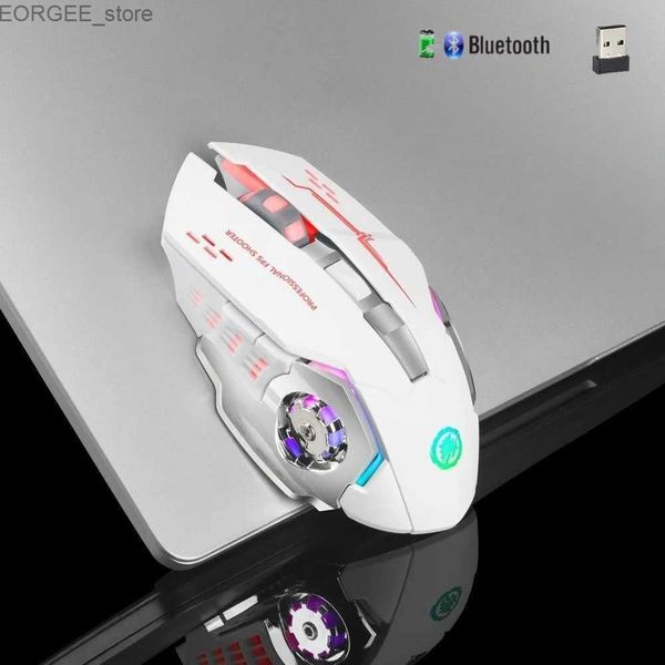 Topi Wireless Ricarica Game Mouse 7 Luci a LED 6 Pulsanti Livello 3 DPI Mouse Adatto per PC console Game Desktop Chromebook Mac Y240407