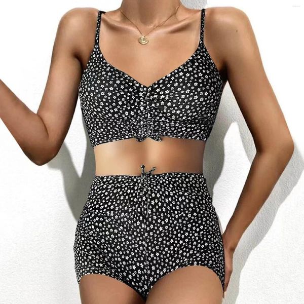 Costume da bagno da bagno femminile sexy donne sexy a due pezzo floreali di costumi da bagno in bikini in bikini cinghie di triangolo tankinis push up set