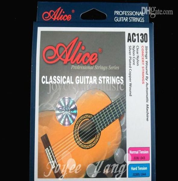 Alice AC130 Tensão dura Nylon Strings de guitarra clássica Excelentes cadeias de nylon claras 6728169