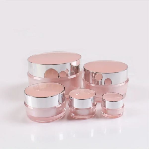 5g/15g leere Augengesichtscreme Jar Körperlotion Verpackung Flaschenweg Acryl rosa Behälter Kosmetische Make-up Emulsionsunterflüssigkeit