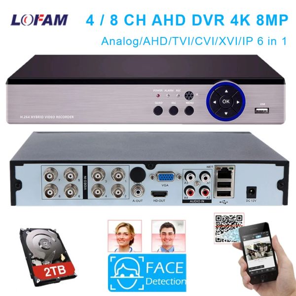 Регистратор AHD 4K 8MP DVR NVR Hybrid 8CH 4CH Security Video Supriallance DVR Recorder 6 в 1 для аналогового AHD TVI CVI IP -камера CCTV System