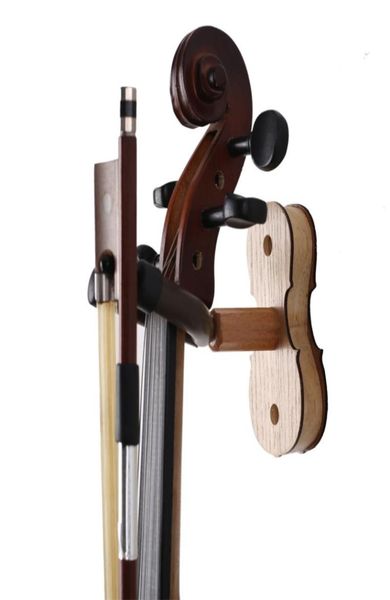 Cabide de violino de madeira com arco pacote hardwood home studio jount hanger Ash Wood5632051