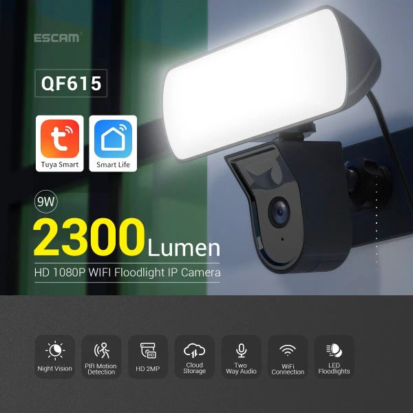 Telecamere APP TUYA APP WiFi IP fotocamera con 2300 lumen Frightlight 2MP 1080P Dual Light Source Night Vision Vision PIR Motion Retection Security Monitor