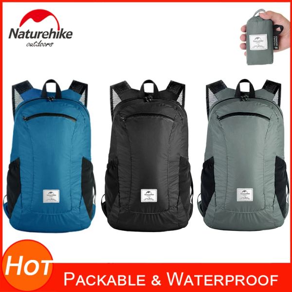 Bolsas Naturehike Rain Trowoft Packable Backpack para viajar ao ar livre Camping Mackpacking Ciclismo 18L 22L Bolsas de ponta dobráveis