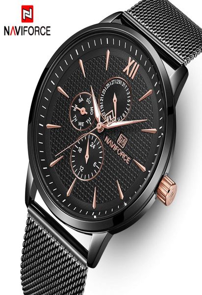 Naviforce Top Brand Luxury Watches Men Fashion Aço inoxidável Relógios de quartzo masculino Sports Sports Watch Watch9241448