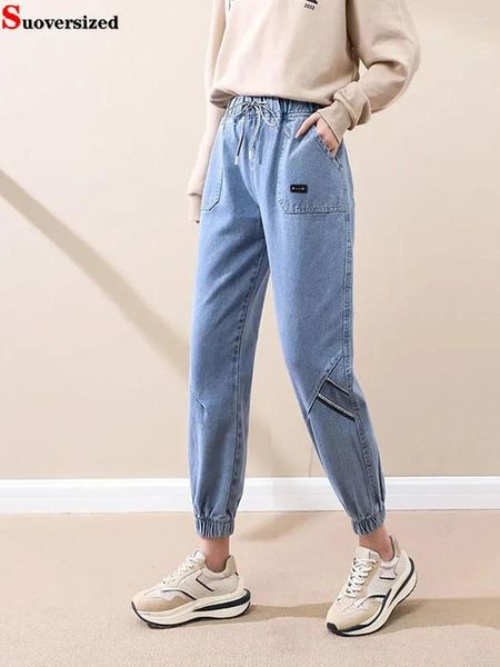 Frauen Jeans Sommer -Knöchel Länge Harem Elestik hoher Taille Baggy Denim Pantalones Koreanische Frau Vaqueros STRANCH MODEORE