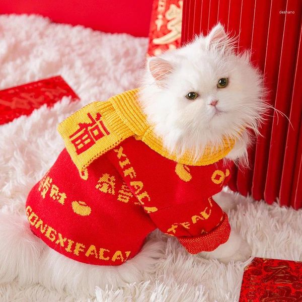 Hundekleidung kleiner Haustierpullover mit Schal Strickwarenjahr Kleidung Roter Urlaub Katze Mantel Yorkshire Pommerianer Shih Tzu Malteser Bichon