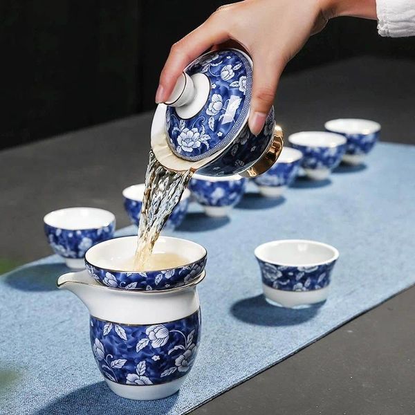 Set di stoviglie Jingdezhen blu e bianchi tè di tè tazze da regalo in ceramica cinese