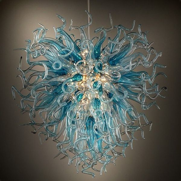 Illuminazione chihuly lampadario moderno a pendente sospeso a led lampada in vetro a mano blu per la nuova decorazione artistica domestica